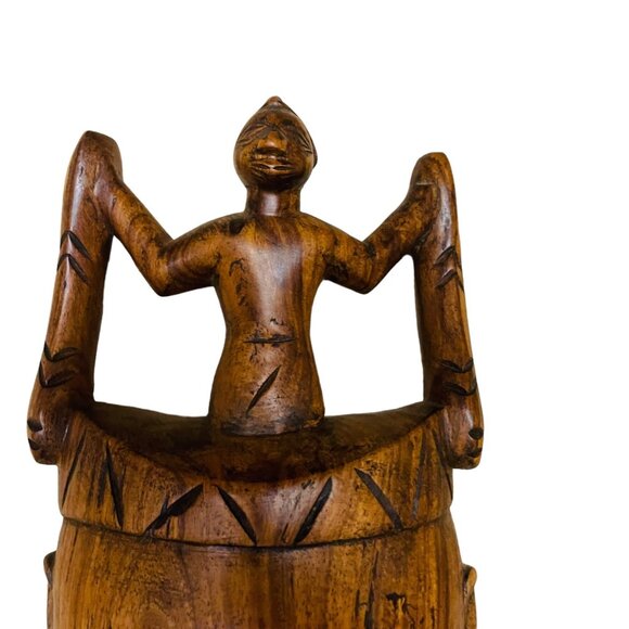 Hand-Carved African Wooden Spoon With Intricate Tribal Design 30" With Wooden Ch - Picture 3 of 6